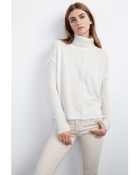 Velvet By Graham & Spencer - Natural Juju Feather Fringe Cashmere Sweater - Lyst