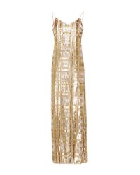 Baja East Metallic Gold Windowpane Velvet Dress