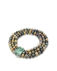 Faraone Mennella | Metallic Aspasia Natural Tahitian Pearl Necklace with Green Beryl Clasp | Lyst