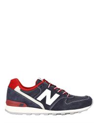 New Balance 996 Suede Nylon Sneakers in Navy/Red (Red) - Lyst