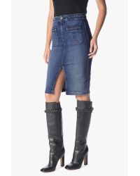 7 For All Mankind Blue Braided Skirt In Vivid Medium Indigo