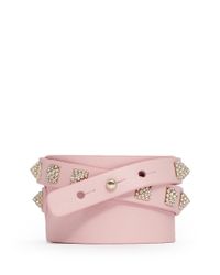 Valentino | Pink 'rockstud' Double Wrap Leather Bracelet | Lyst