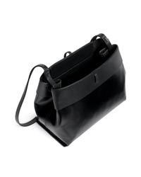 Kara Black Tie Top Leather Crossbody Bag