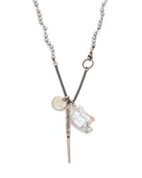 Chan Luu | Metallic 14mm-28mm Grey Baroque Pearl, Crystal & Sterling Silver Multi-charm Necklace | Lyst