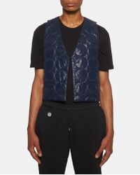 Nasir Mazhar Blue Quilted Waistcoat for men