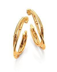 John Hardy | Metallic Bamboo 18k Yellow Gold Medium Twist Hoop Earrings/1.4 | Lyst