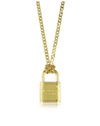 Michael Kors - Metallic Gold Tone Metal Padlock Necklace - Lyst