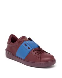 Valentino | Blue Open Leather Low-Top Sneakers for Men | Lyst