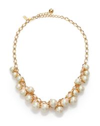 kate spade new york | Metallic Petaled Faux Pearl Necklace | Lyst