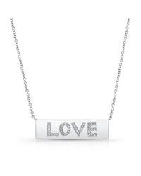 Anne Sisteron - 14kt White Gold Diamond Love Plaque Necklace - Lyst