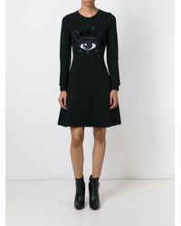 KENZO Eye Print Sweatshirt Dress in Black | Lyst