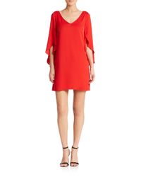 MILLY | Red Stretch-silk Butterfly Dress | Lyst