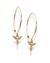 Mizuki | Metallic Diamond & 14k Yellow Gold Hoop Charm Earrings/1.25 | Lyst