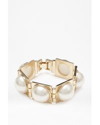 French Connection | Metallic Pearl Cabochon Square Bracelet | Lyst