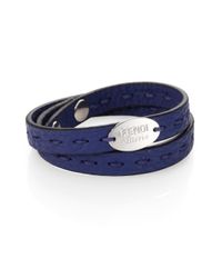 Fendi | Blue Selleria Leather Bracelet for Men | Lyst
