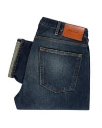 Paul Smith | Blue Men's Tapered-fit Red-cast Flat Vintage Antique-wash Jeans for Men | Lyst