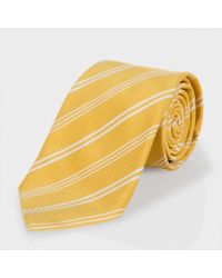 Paul Smith | Yellow Diagonal-Stripe Classic Silk-Blend Tie for Men | Lyst