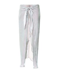 Kaelen Green Iridescent Satin Tie Front Skirt