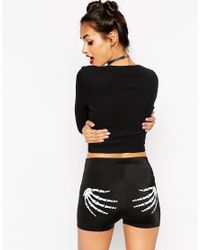 ASOS Halloween Shorts With Skeleton Hands in Black | Lyst
