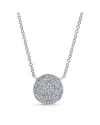 Anne Sisteron - 14kt White Gold Diamond Medium Disc Necklace - Lyst
