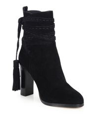 Michael Kors | Black Palmer Suede Tassel Ankle Boots | Lyst
