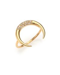 Jacquie Aiche | Metallic Diamond & 14k Yellow Gold Crescent Ring | Lyst