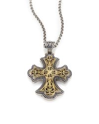 Konstantino | Metallic Classic 18k Yellow Gold & Sterling Silver Flared Filigree Pendant | Lyst
