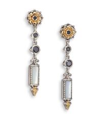 Konstantino | Metallic Ismene Mother-of-pearl, Black Spinel, 18k Yellow Gold & Sterling Silver Drop Earrings | Lyst