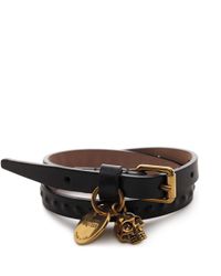 Alexander McQueen | Black Double Wrap Skull Bracelet for Men | Lyst