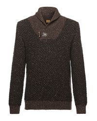 BOSS Orange Brown 'ardon' | Virgin Wool Blend Shawl Collar Sweater for men