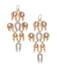 Alexis Bittar | Metallic Aigrette Mother of Pearl Doublet Crystal Chandelier Earrings | Lyst