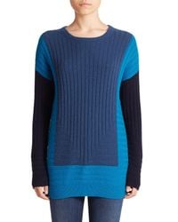 Vince | Blue Colorblock Intarsia Wool/cashmere Sweater | Lyst