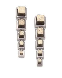 Eddie Borgo | Metallic Pyrite Graduated Cube Linear Earrings | Lyst