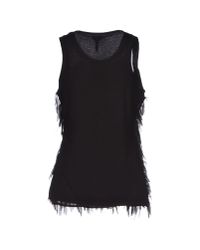 Armani Jeans | Black Chiffon Top With Fringing | Lyst