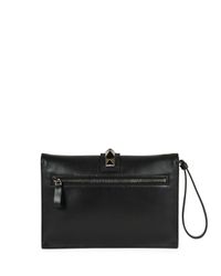 Valentino Black Lock Rockstud Vitello Clutch Bag