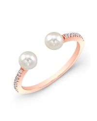 Anne Sisteron - Pink 14kt Rose Gold Diamond Pearl Tastemaker Ring - Lyst