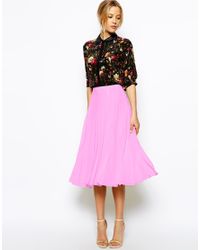 asos pink pleated skirt