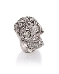 Alexander McQueen | Metallic Caged Floral Skull Ring | Lyst