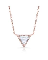 Anne Sisteron - Pink 14kt Rose Gold White Topaz Triangle Diamond Necklace - Lyst