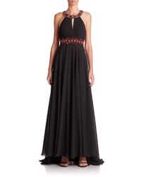 Sue Wong | Black Beaded Halterneck Gown | Lyst