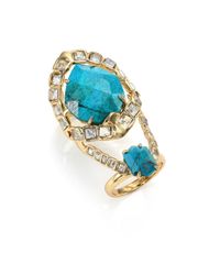 Alexis Bittar | Blue Miss Havisham Mosaic Chrysocolla & Crystal Geometric Cocktail Ring | Lyst