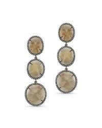 Anne Sisteron - 14kt Yellow Gold Sapphire Diamond Triple Drop Earrings - Lyst