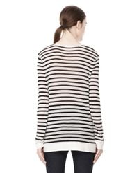 Alexander Wang | Black Stripe Linen Long Sleeve Tee | Lyst