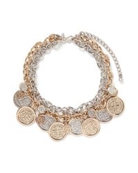 Kenneth Jay Lane | Metallic Double Tier Chain Medallion Necklace | Lyst