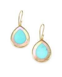Ippolita | Metallic Polished Rock Candy Turquoise, Brown Shell & 18K Yellow Gold Mini Teardrop Earrings | Lyst