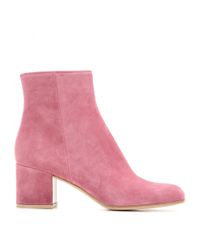 Gianvito Rossi Suede Ankle Boots in Pink - Lyst