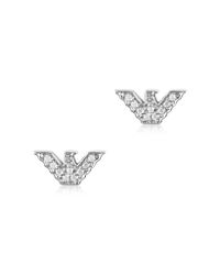 Emporio Armani - Metallic Sterling Silver Signature Eagle Earrings - Lyst