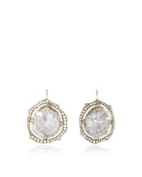 Sylva & Cie | Gray One Of A Kind Rough Diamond Slice Studs | Lyst