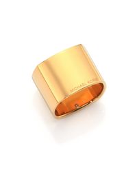 Michael Kors | Metallic Heritage Logo Wide Square Ring/goldtone | Lyst