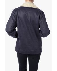 7 For All Mankind Oversized Faux Shearling Jacket In Fog Blue